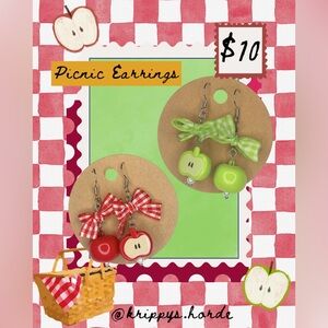 Apple-Themed Picnic Earrings